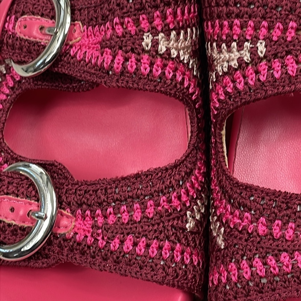 New Dolce Vita Ralli Wedge Sandal Woven Double Strap Slide Pink Sz 8 - Picture 5 of 14